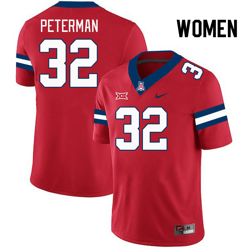 Women #32 Cash Peterman Arizona Wildcats Big 12 Conference College Football Jerseys Stitched-Red